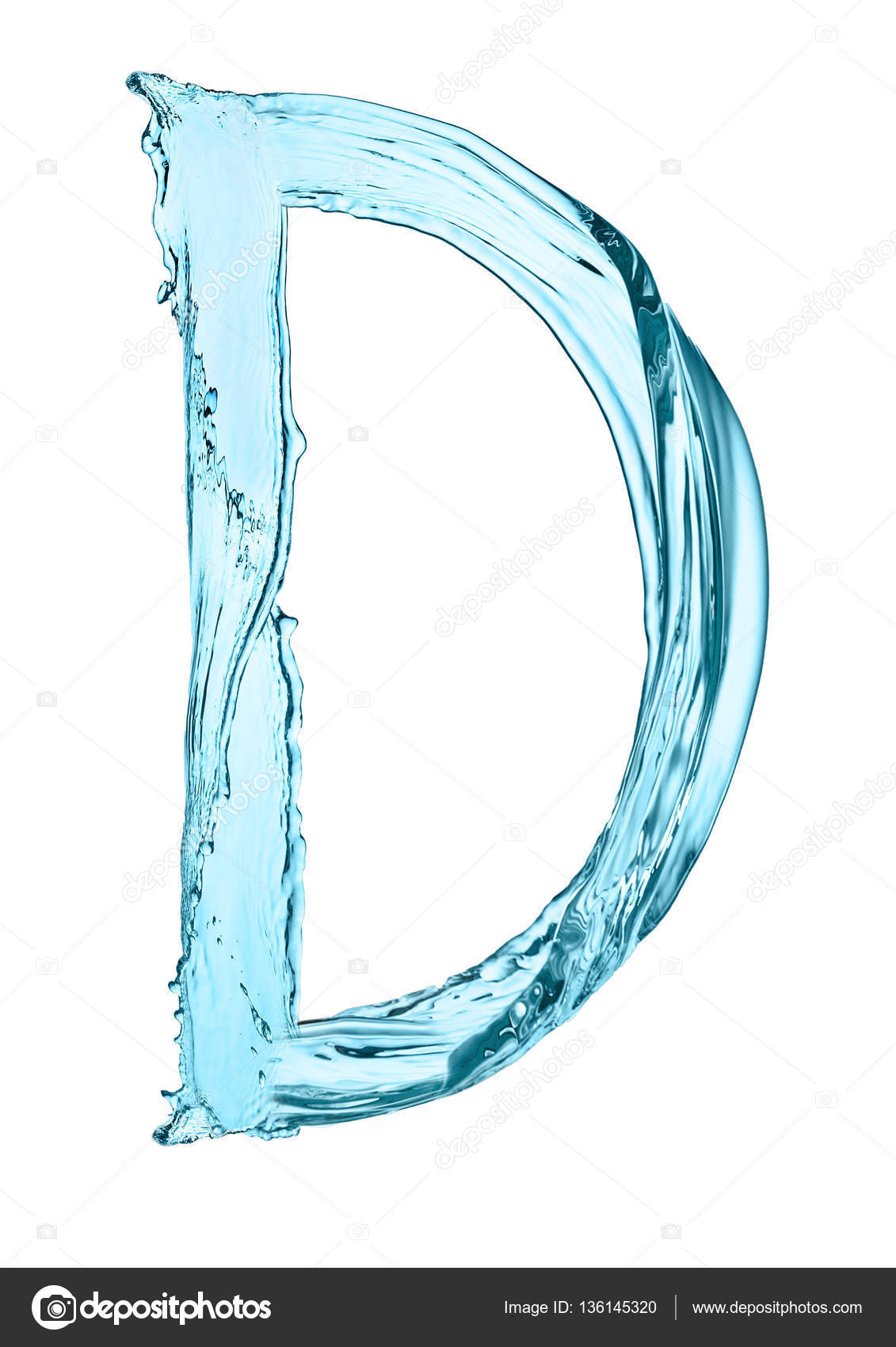 Acqua Lettera Iniziale D Con Luce Di Colore Blu Foto