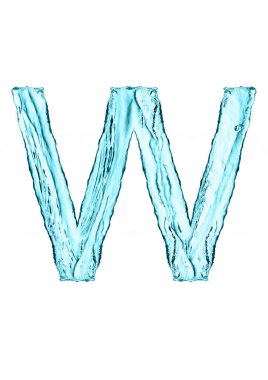 Splash harfi W açık mavi renk ile su