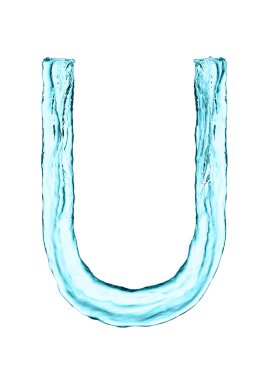 Splash harf U with açık mavi renk su
