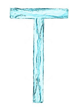 Sıçrama mektup T açık mavi renk ile su