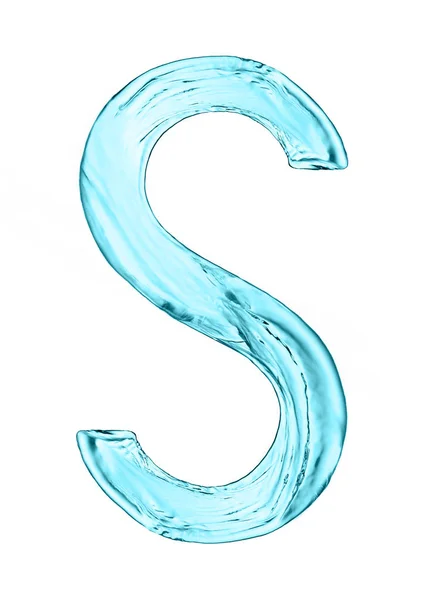 Water splash letter S with light blue color — Stock Photo, Image