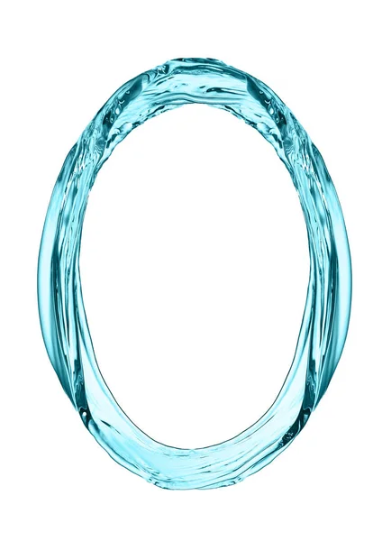 Splash litera O z jasny niebieski kolor wody — Zdjęcie stockowe