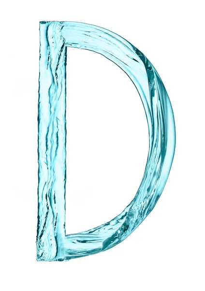Vatten stänk bokstaven D med ljusblå färg — Stockfoto
