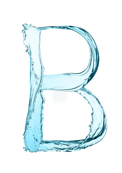 Wasserspritzer Buchstabe b mit hellblauer Farbe — Stockfoto