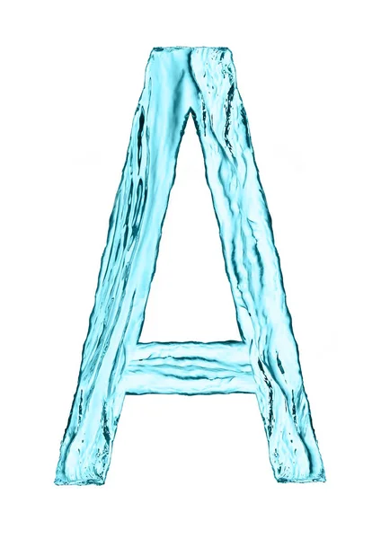 Vatten stänk bokstaven A med ljusblå färg — Stockfoto