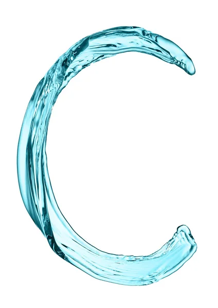 Espirro de água letra C com cor azul claro — Fotografia de Stock