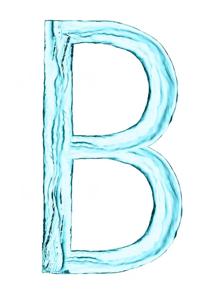 Vatten stänk bokstaven B med ljusblå färg — Stockfoto