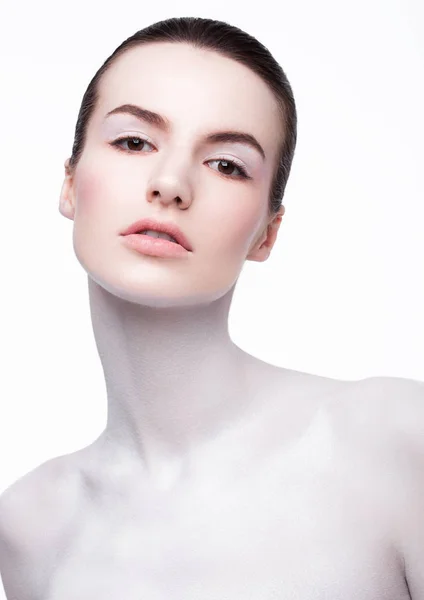 Piękna modelka z białej skóry makijaż — Zdjęcie stockowe
