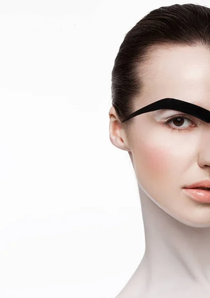 Uroda moda model białą skórę kreatywnych makijaż — Zdjęcie stockowe
