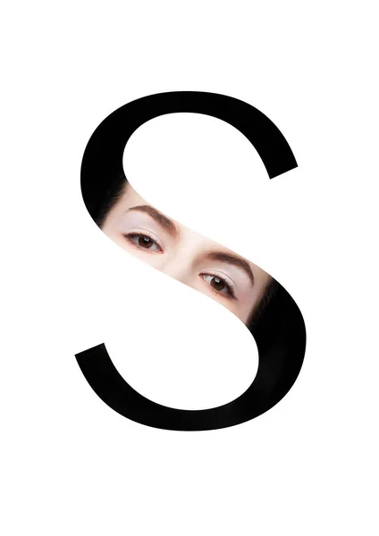 S letter beauty makeup girl creative fashion font — Stock Photo, Image