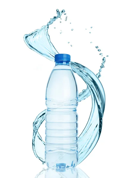 瓶与飞溅仍然健康水 — 图库照片