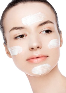 Güzellik kadın kız yüz kremi doğal makyaj ile