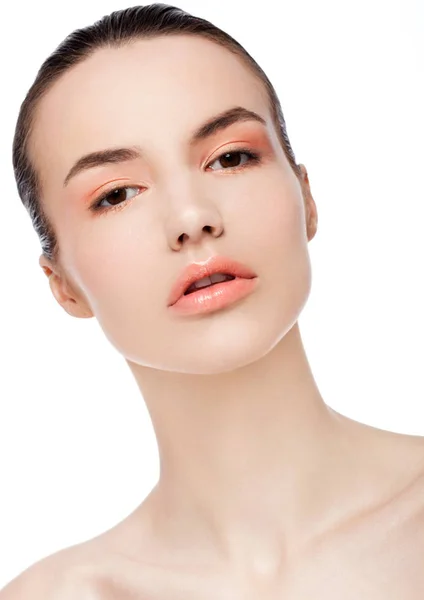Beautiful woman girl natural makeup spa skin care — Stock Photo, Image
