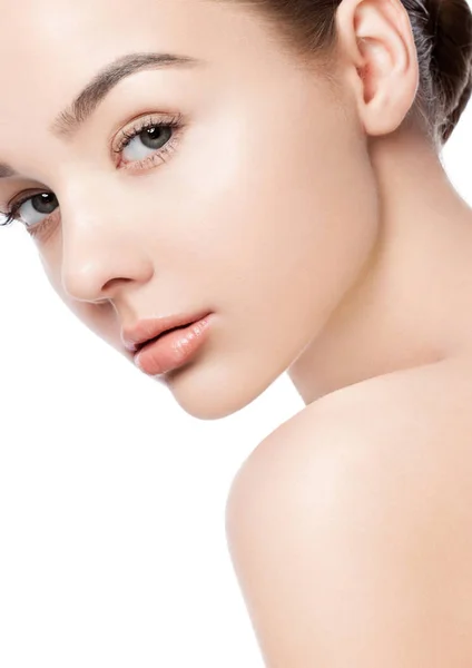 Beautiful woman girl natural makeup spa skin care — Stock Photo, Image