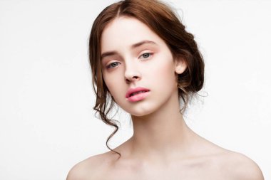 Doğal makyaj ile güzellik şirin moda modeli