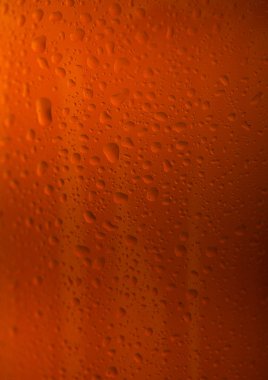 Kahverengi cam bira şişesi çiğ damlaları ile yakından