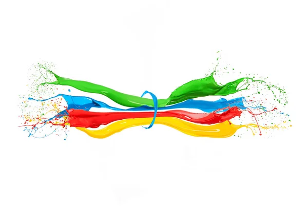 Colorful liquid paint splashes different colors — Stock Photo, Image