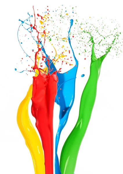 Farklı renk renkli sıvı boya su sıçramalarına — Stok fotoğraf
