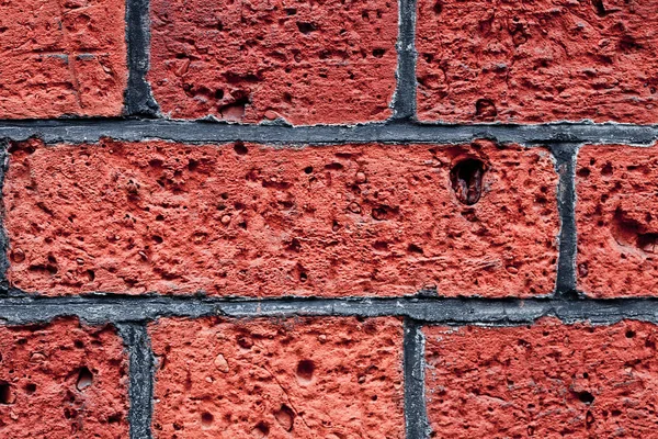 Ladrillos rojos cerca de fondo textura con grietas —  Fotos de Stock