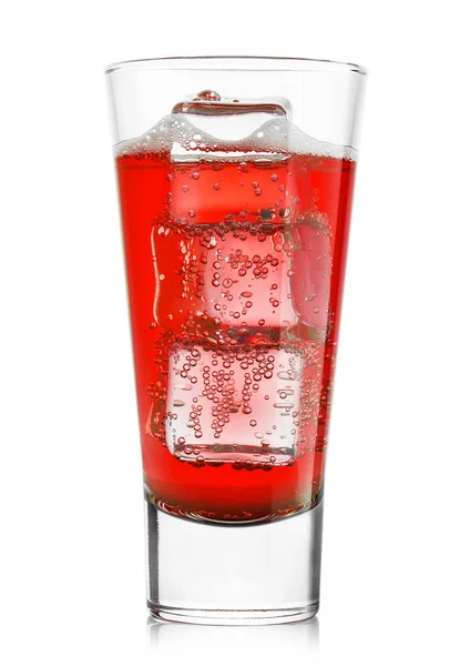 Glass of tropical red lemonade with ice cubes — Stock Photo, Image