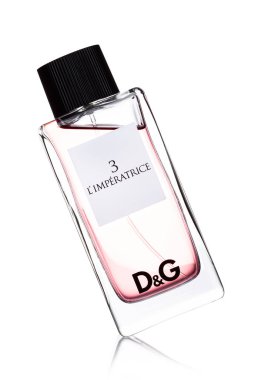 Londra, İngiltere - 24 Eylül 2017: Dolce Gabbana 3 & l'imperatrice beyaz üzerine parfüm şişe