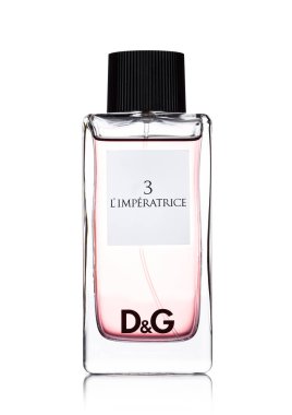 Londra, İngiltere - 24 Eylül 2017: Dolce Gabbana 3 & l'imperatrice beyaz üzerine parfüm şişe