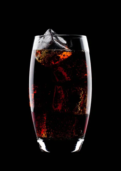 Glass of cold cola soda drink with ice cubes — Stock Photo, Image