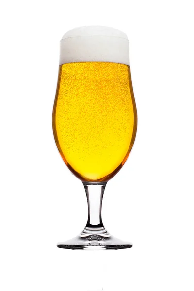 Холодный стакан пива с пеной и пузырьками — стоковое фото