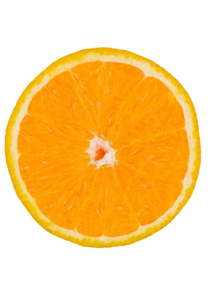 Kulatý čerstvé zdravé organické plátek pomeranče, samostatný — Stock fotografie
