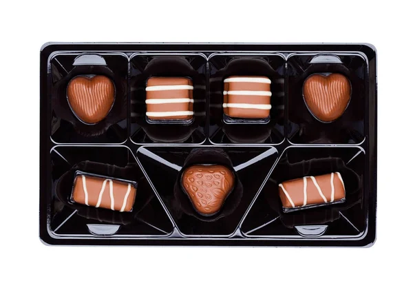 Bandeja de plástico con chocolate de lujo de leche dulce —  Fotos de Stock