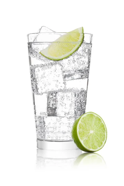 Glass of sparkling water soda drink lemonade — Stock Photo, Image