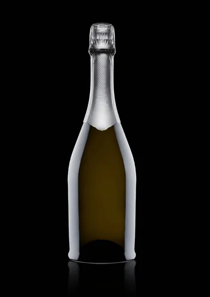 Bottle of yellow champagne on black — Stock Photo, Image