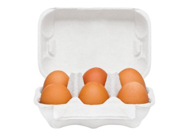 Ham çiftlik taze yumurta beyaz kağıt tepsisinde
