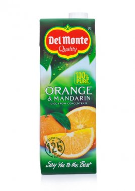 Londra, İngiltere - 01 Aralık 2017: Pack, Del Monte portakal suyu beyaz. Del Monte 1886 yılında oluşturulmuş ve San Francisco, Ca bulunur.