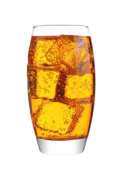 Glass of energy carbonated soda drink with ice — Stock Photo, Image