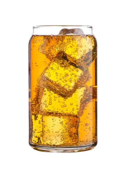 Glass of energy carbonated soda drink with ice — Stock Photo, Image