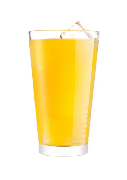 Очки с апельсиновой газировкой и кубиками льда — стоковое фото