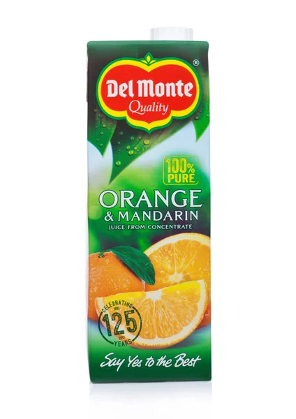 London, uk - 01. Dezember 2017: packung del monte orangensaft auf white.del monte wurde 1886 gegründet und befindet sich in san francisco, ca.. — Stockfoto