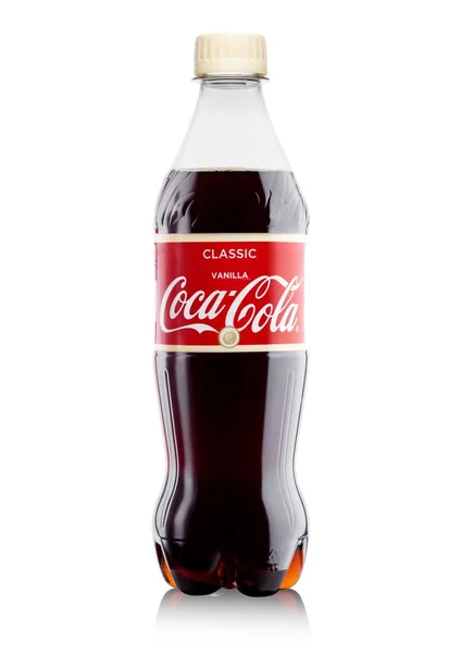 London, UK -December 07, 2017: Flasche Vanillacoca-Cola auf weiß. Coca-Cola ist eines der beliebtesten Limo-Produkte der Welt. — Stockfoto