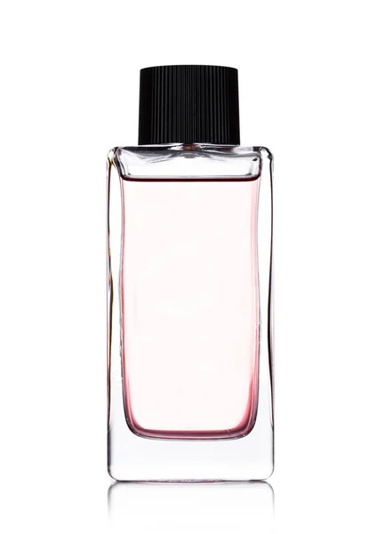 Flacone di profumo liquido rosa di lusso su bianco — Foto Stock
