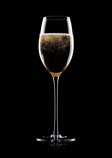 Elegant glass of yellow champagne with bubbles — Stock Photo, Image