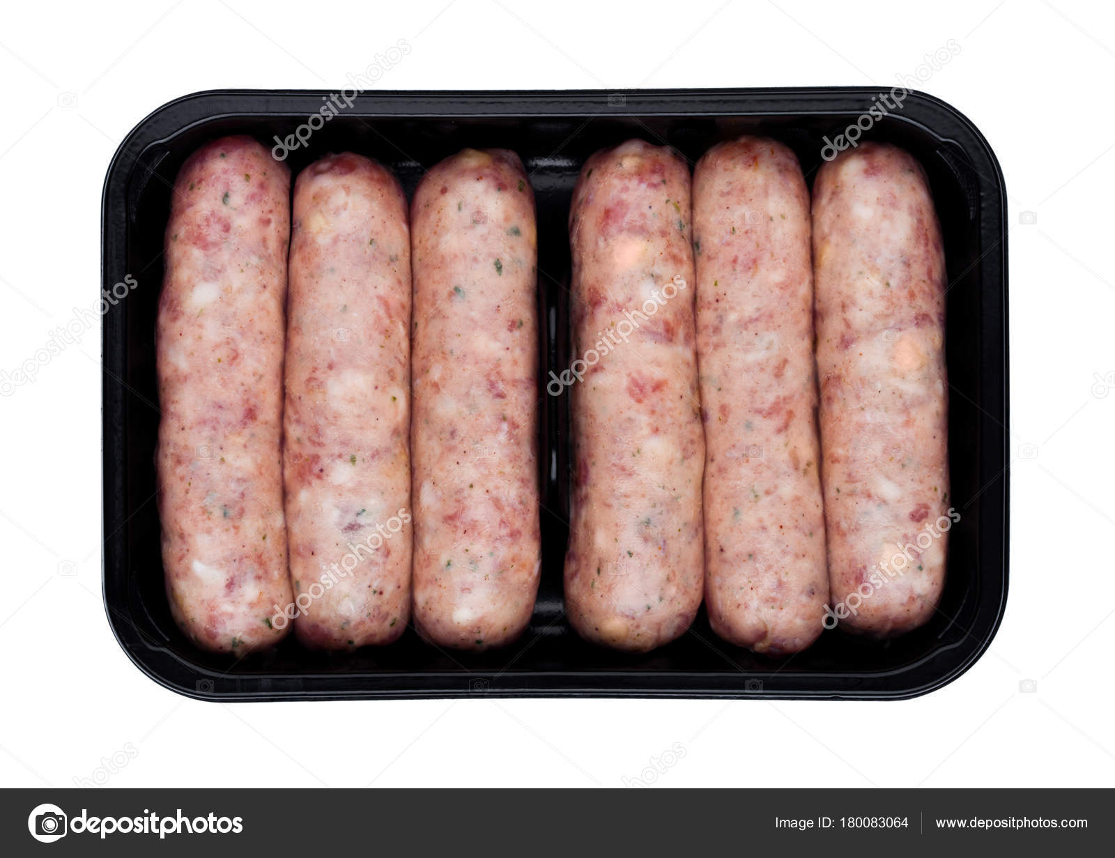 Plateau En Plastique De Saucisses De Boeuf Porc Cru Isole