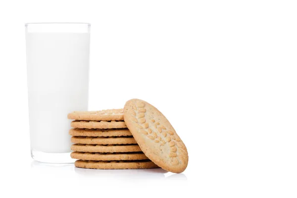 Galletas saludables de cereales bio desayuno con leche —  Fotos de Stock