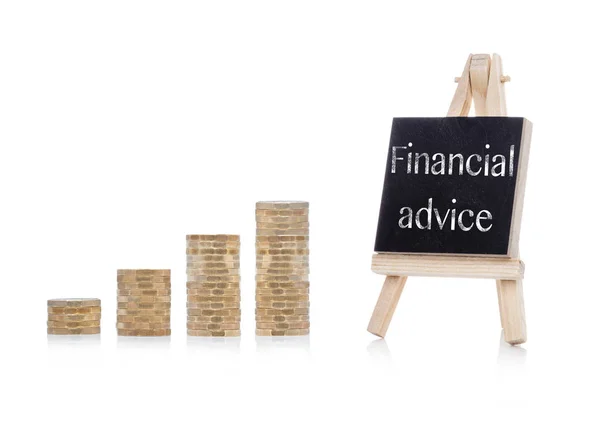 Financial advice concept text on chalkboard — Stock Photo, Image