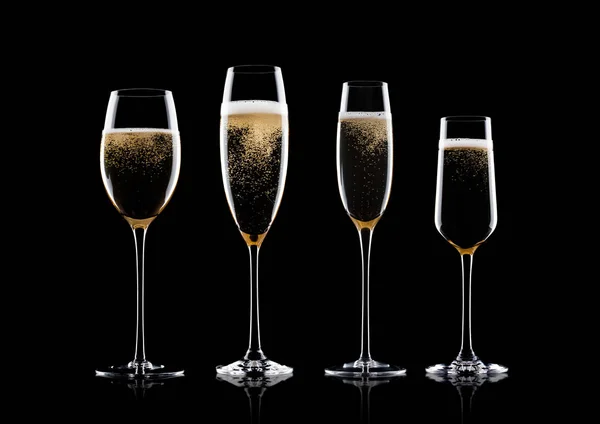 Elegant glasses of yellow champagne with bubbles — Stock Photo, Image
