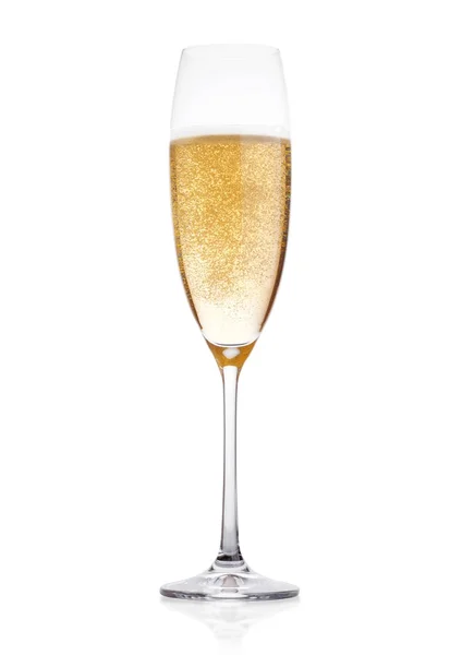 Элегантный бокал желтого шампанского с пузырьками — стоковое фото