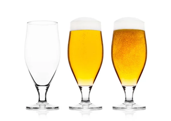 Cold glasses of lager ale beer with foam — Stock Photo, Image