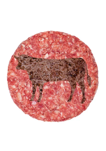 Сырой большой говяжий бургер в форме коровы — стоковое фото
