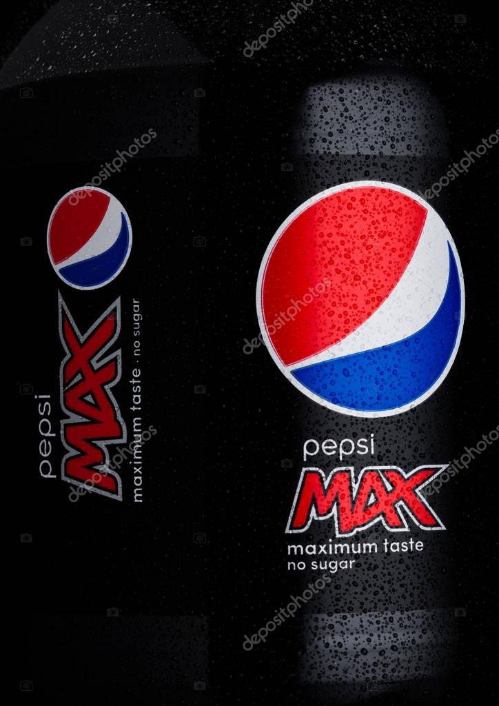 LONDON, UK - JANUARY 20, 2018: large plastic  Bottle of Pepsi Cola soft drink on white background with dew.American multinational food and beverage company
