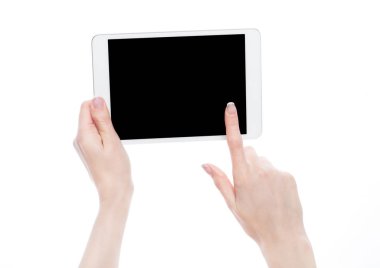 Grafik tablet izole tutan eller 